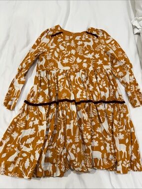 Pink Chicken Mustard and White Woodland Tiered Dress